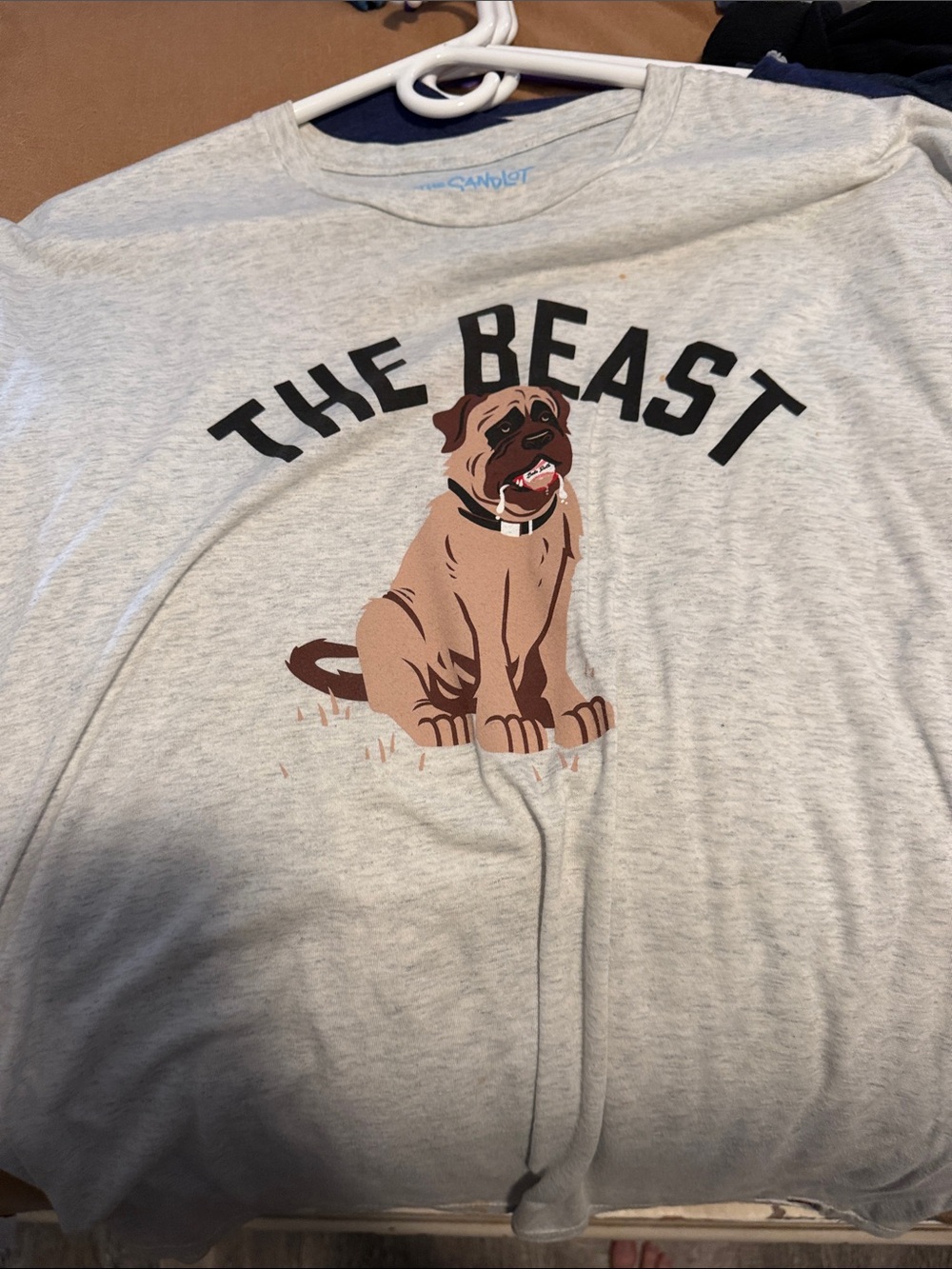 RSVLTS Size Large The Beast Dog Graphic T-Shirt - Light Gray